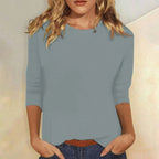 Juliet | Women's Crew Neck 3/4 Sleeve Casual Top - Blue