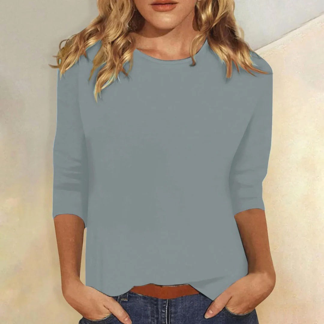 Juliet | Women's Crew Neck 3/4 Sleeve Casual Top - Blue