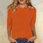 Juliet | Women's Crew Neck 3/4 Sleeve Casual Top - Orange