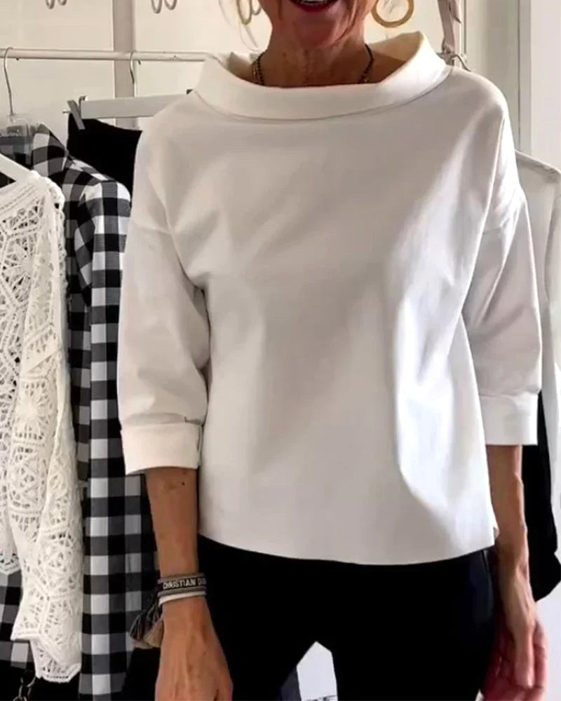 Charlotte | Women's Bateau Neck Top with 3/4 Sleeves - image 4