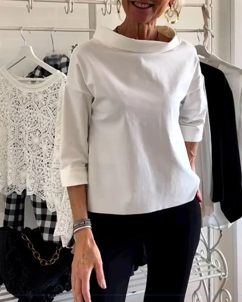 Charlotte | Women's Bateau Neck Top with 3/4 Sleeves - image 5