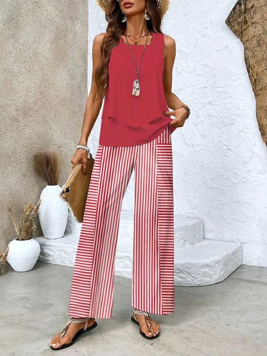 Abigail | Women's Chic Two-Piece Set - Red