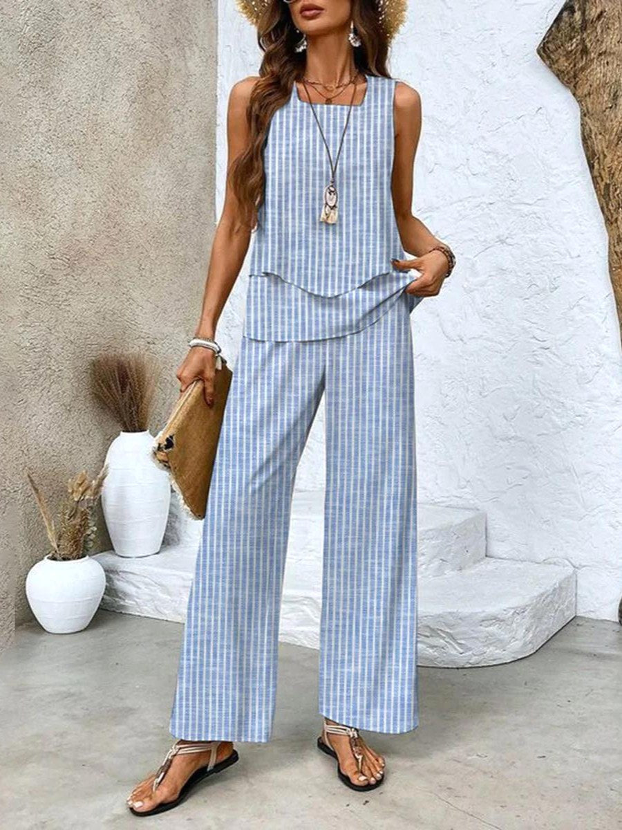 Abigail | Women's Chic Two-Piece Set - Stripes