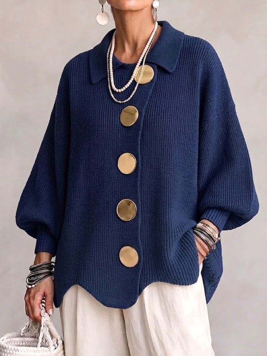 Erica | Women's Oversized Cardigan with Collar and Large Buttons, Relaxed-Fit Cardigan | The Dress Cellar