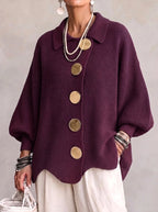 Erica | Women's Oversized Cardigan with Collar and Large Buttons, Relaxed-Fit Cardigan | The Dress Cellar