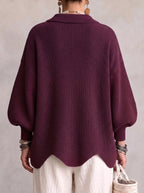 Erica | Women's Oversized Cardigan with Collar and Large Buttons, Relaxed-Fit Cardigan | The Dress Cellar