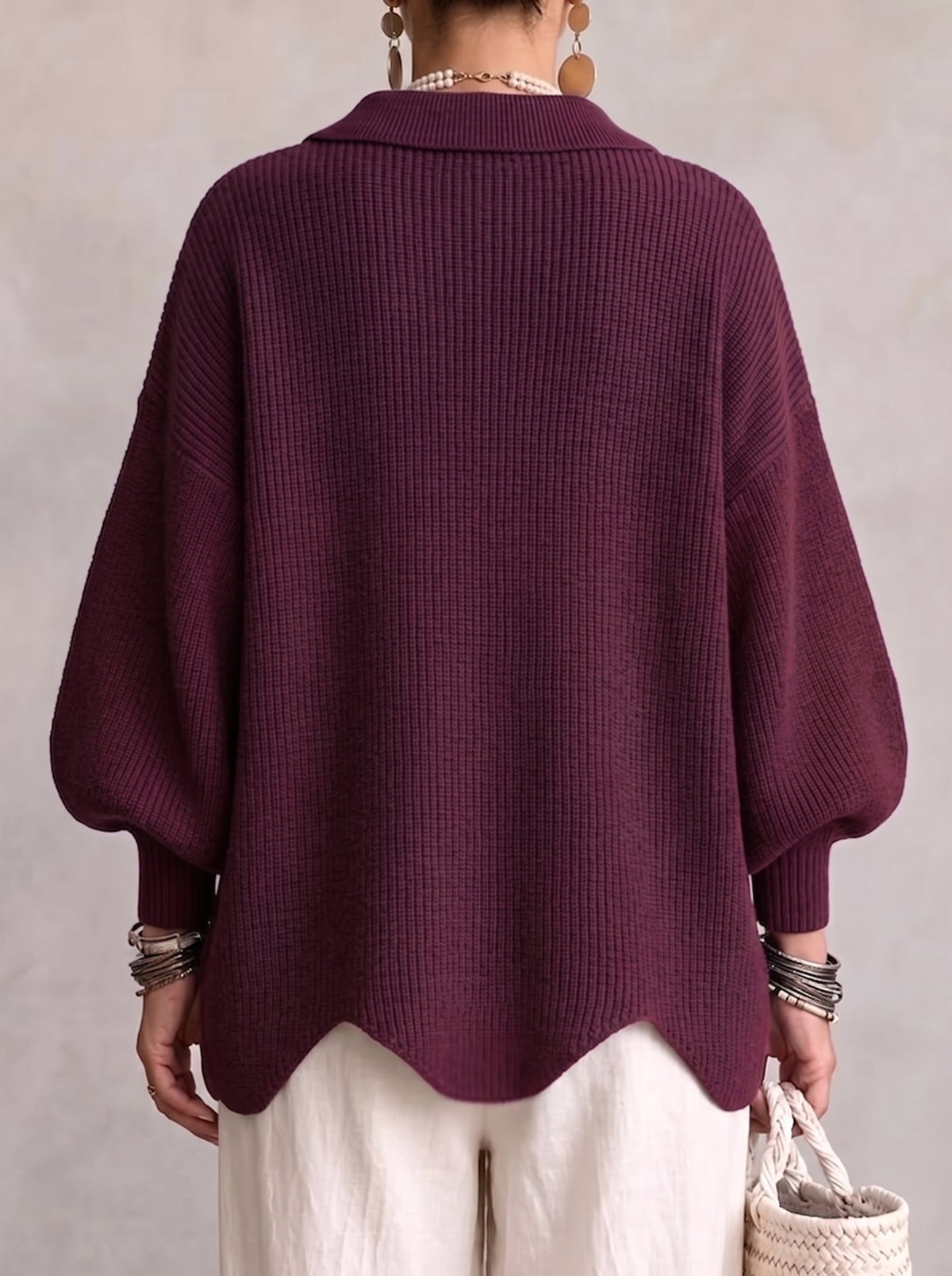 Erica | Women's Oversized Cardigan with Collar and Large Buttons, Relaxed-Fit Cardigan | The Dress Cellar