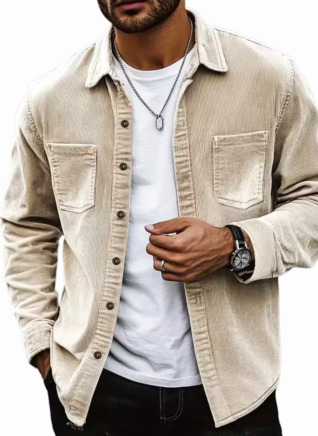 Peter | Men's Corduroy Utility Shirt, Relaxed-Fit Casual Shirt | The Dress Cellar