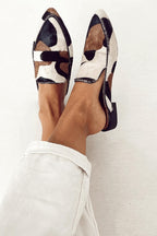 Addison | Women's Loafers with Abstract Pattern - Black And white