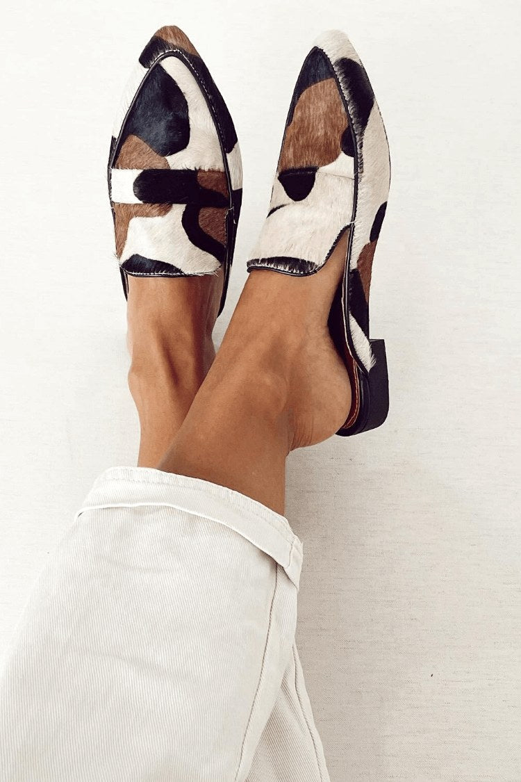 Addison | Women's Loafers with Abstract Pattern - Black And white