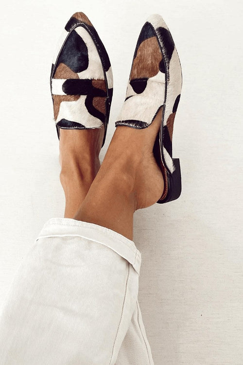 Addison | Women's Loafers with Abstract Pattern - Black And white