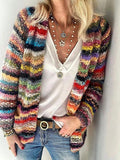 Adele | Women's Open Front Striped Knit Cardigan, Long Sleeve Layering Cardigan | The Dress Cellar | Multi