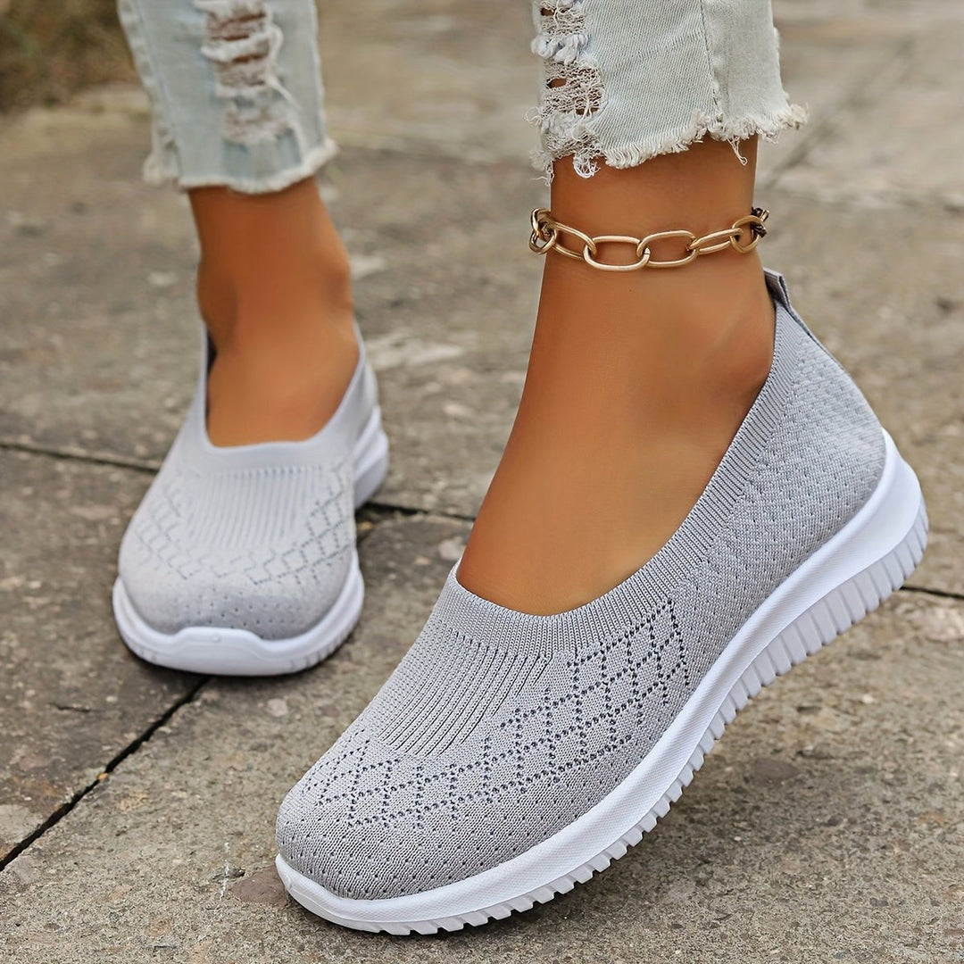 Adeline | Women's Orthopaedic Slip-On Trainers, Lightweight Comfort Shoes | The Dress Cellar | Gray