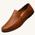 Aiden | Men's Genuine Leather Loafers with Airflow Perforations, Breathable Slip-On Shoes | The Dress Cellar | Black