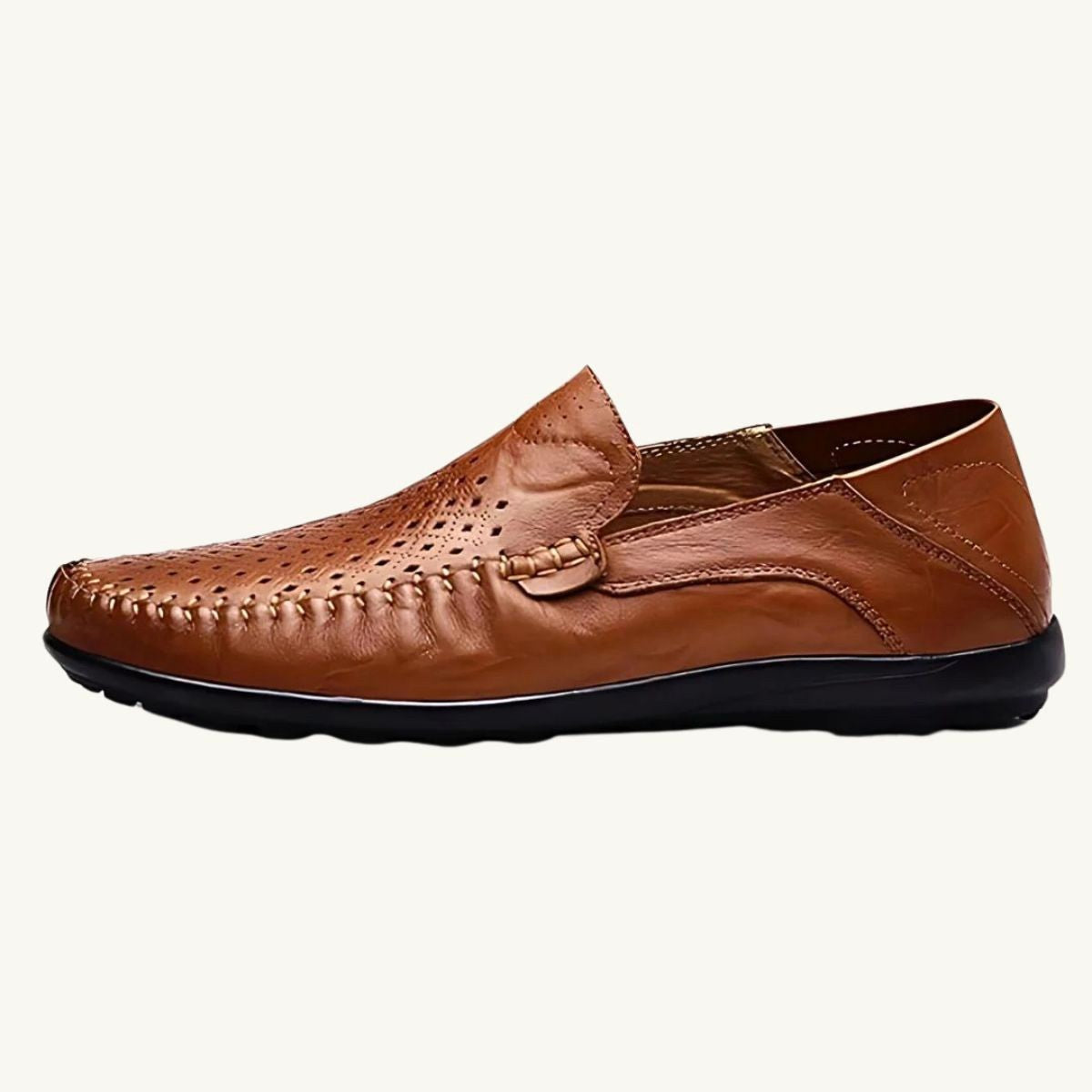 Aiden | Men's Genuine Leather Loafers with Airflow Perforations, Breathable Slip-On Shoes | The Dress Cellar