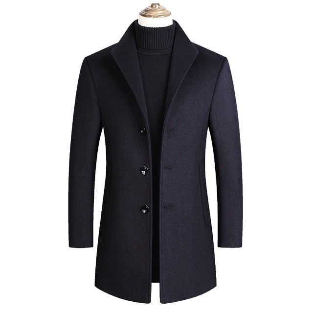 Aiden | Men's Long Winter Coat with Classic Tailoring, Refined Autumn Coat | The Dress Cellar