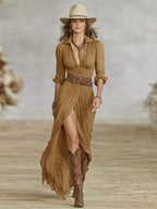 Alessandra | Women's Chic Maxi Dress - Brown