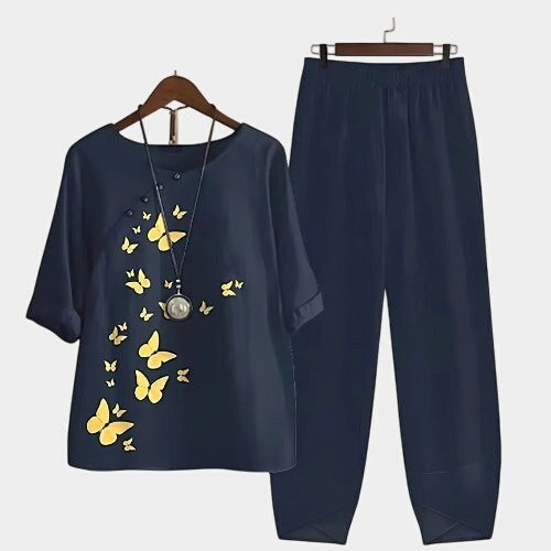 Alessia | Women's Comfortable Two-Piece Set - Navy Blue
