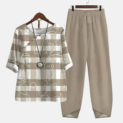 Alessia | Women's Comfortable Two-Piece Set - Khaki
