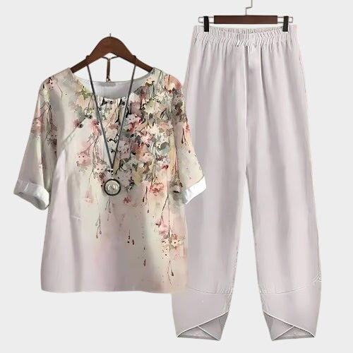 Alessia | Women's Comfortable Two-Piece Set - White