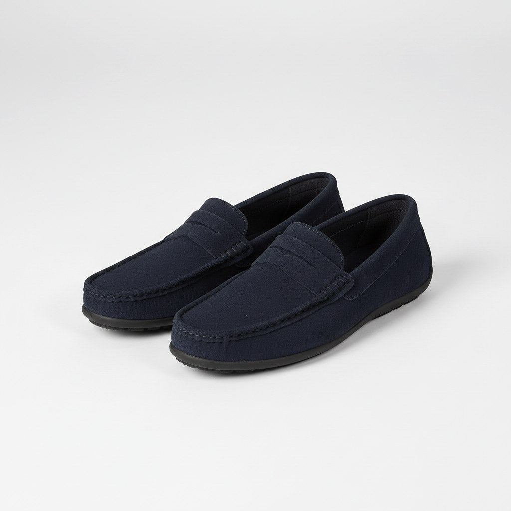 Garrett | Men's Suede-Effect Slip-On Loafers, Flexible Sole Loafers | The Dress Cellar