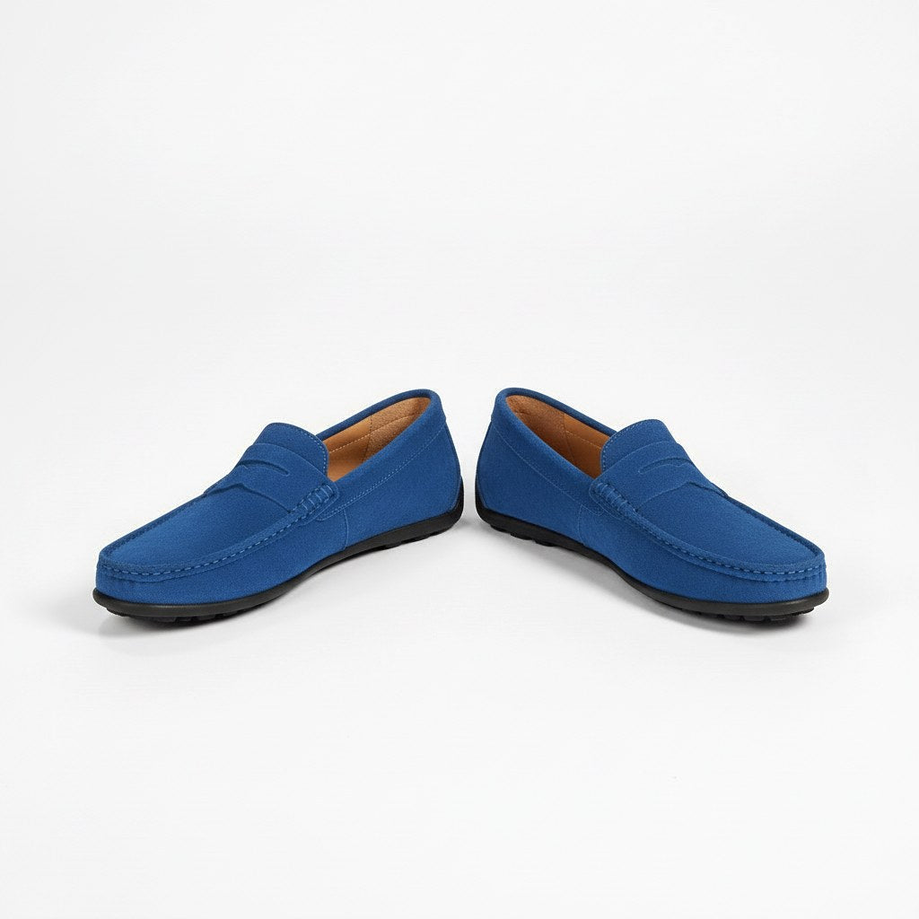 Garrett | Men's Suede-Effect Slip-On Loafers, Flexible Sole Loafers | The Dress Cellar