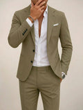 Alfie | Men's Tailored Two-Piece Suit, Jacket and Trousers | The Dress Cellar | Khaki Green