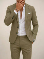 Alfie | Men's Tailored Two-Piece Suit, Jacket and Trousers | The Dress Cellar | Khaki Green
