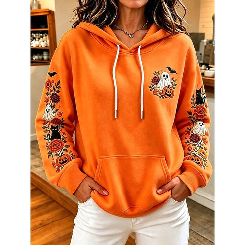 Allison | Women's Cozy Hooded Hoodie, Relaxed Autumn Sweater | The Dress Cellar | Orange
