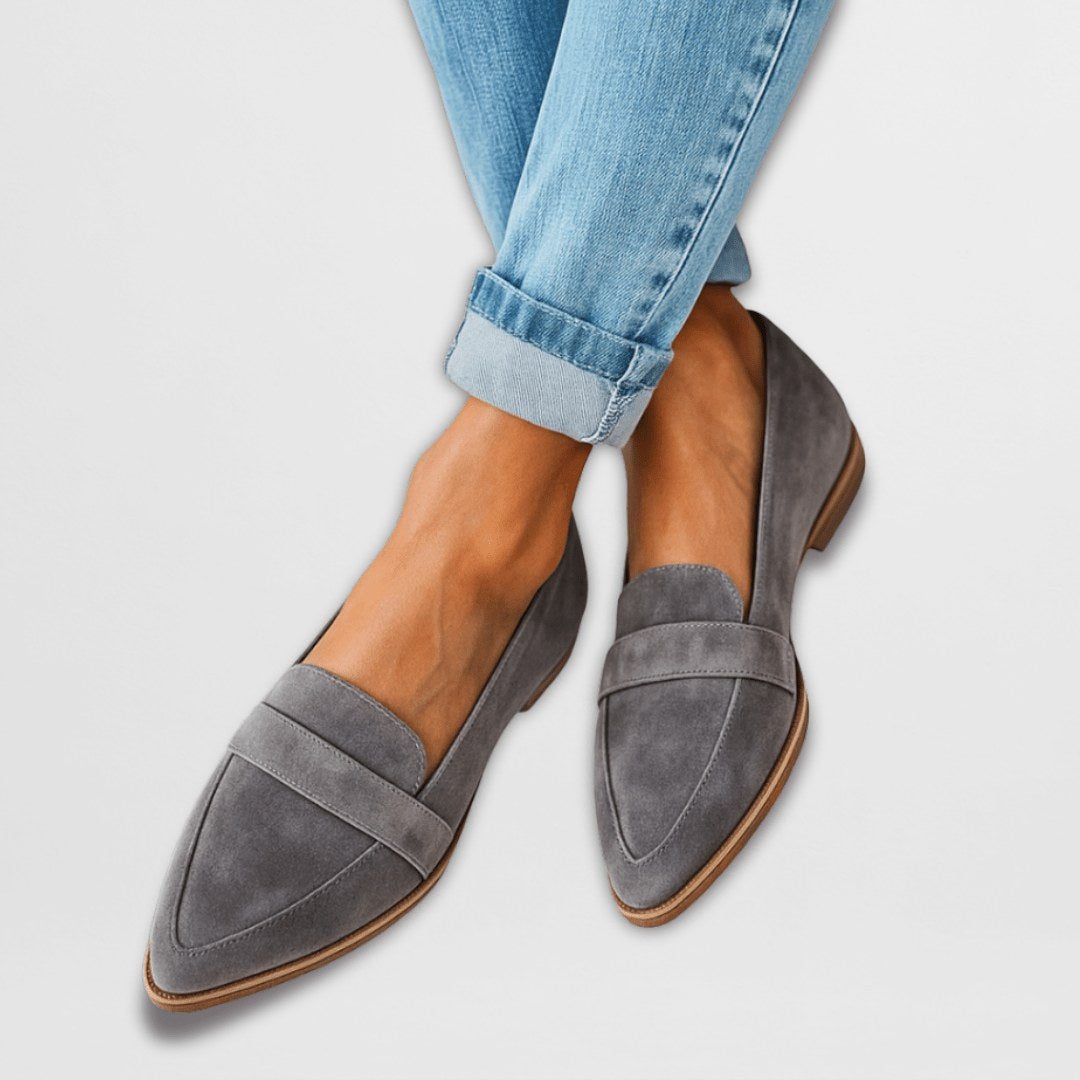 Amanda | Women's Soft Suede Loafers - Gray