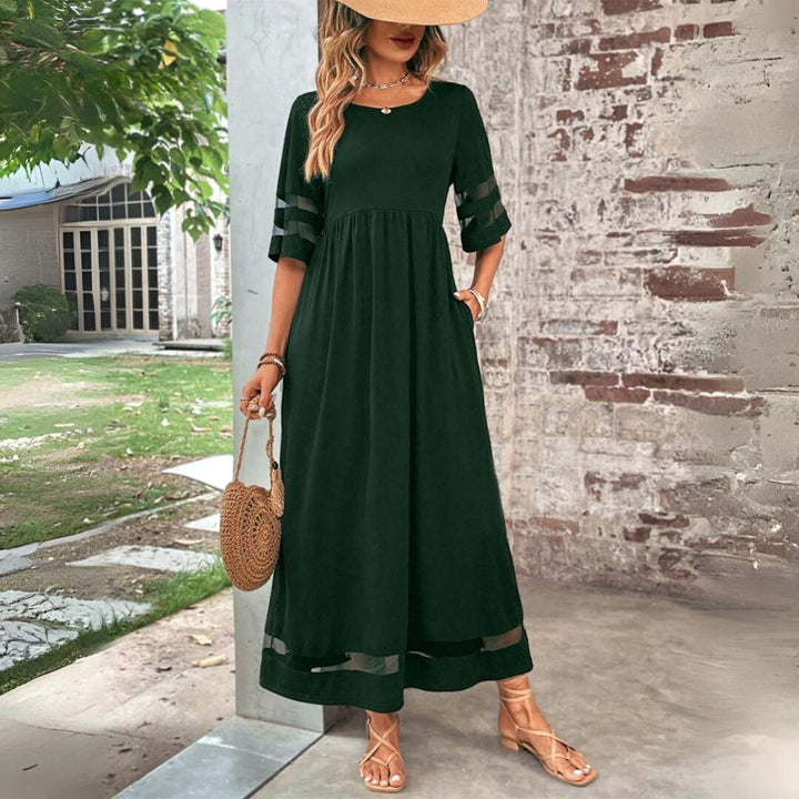 Amandine | Women's Flattering V-Neck Midi Dress - Green