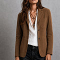 Amandine | Women's Suede Blazer with Notch Lapel, Patch Pocket Jacket | The Dress Cellar | Brown