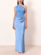 Amelia | Women's One-Shoulder Pleated Maxi Dress - image 9