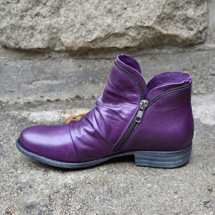 Amelia | Women's Orthopedic Ankle Boots, Gel-Sole Supportive Boots | The Dress Cellar | Purple