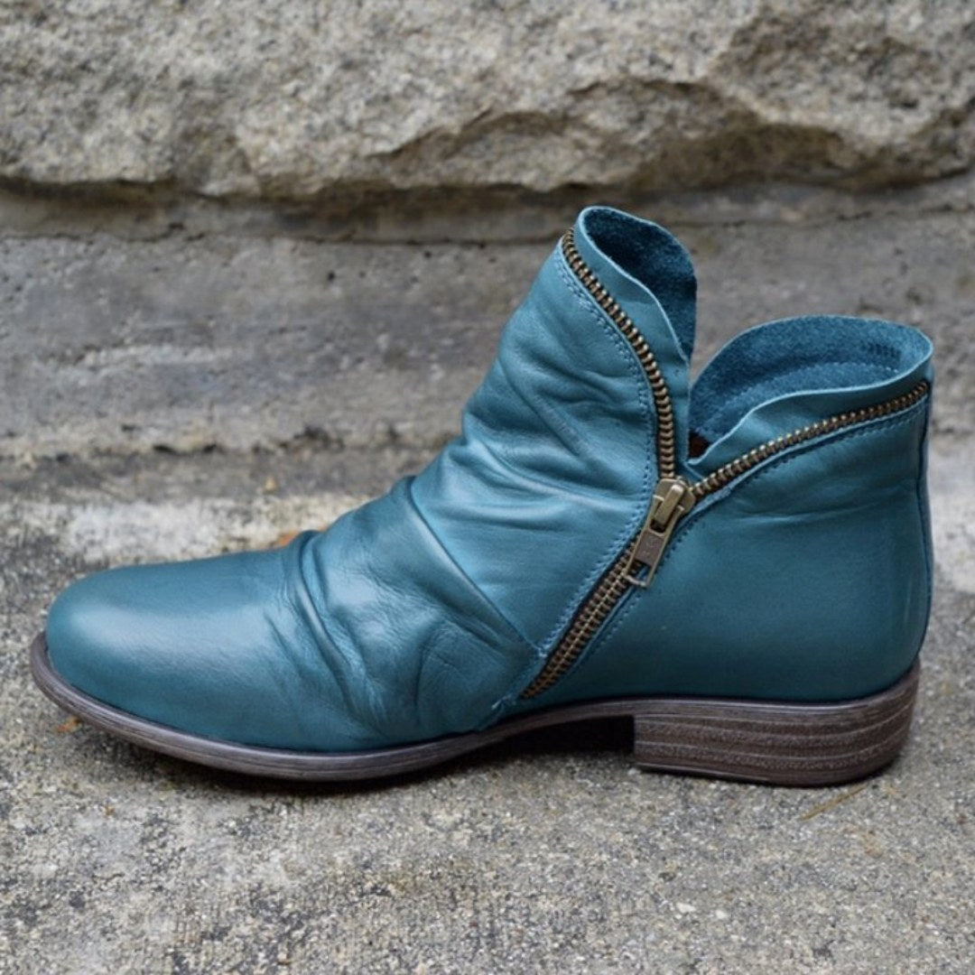 Amelia | Women's Orthopedic Ankle Boots, Gel-Sole Supportive Boots | The Dress Cellar | Blue