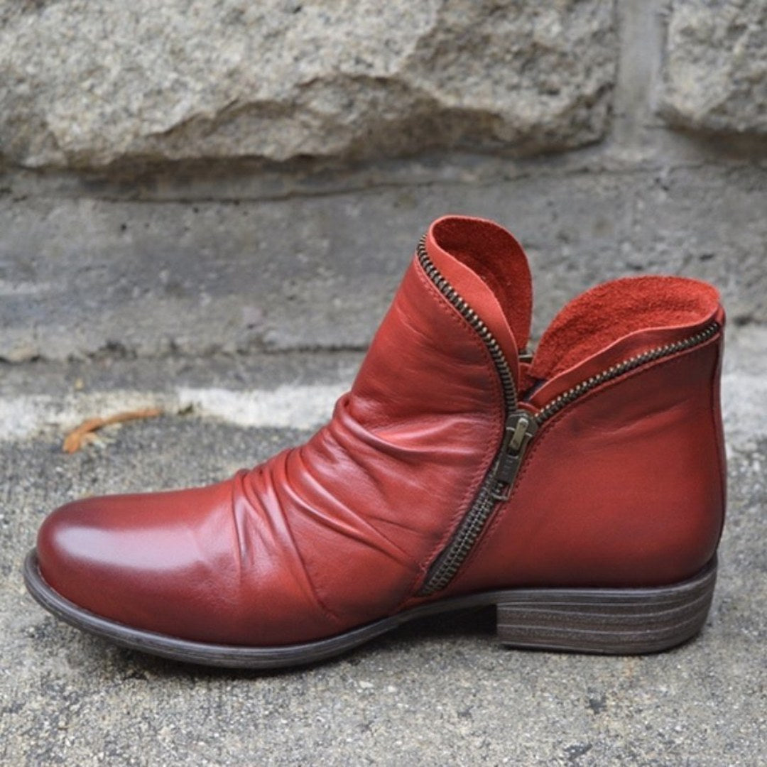 Amelia | Women's Orthopedic Ankle Boots, Gel-Sole Supportive Boots | The Dress Cellar | Red