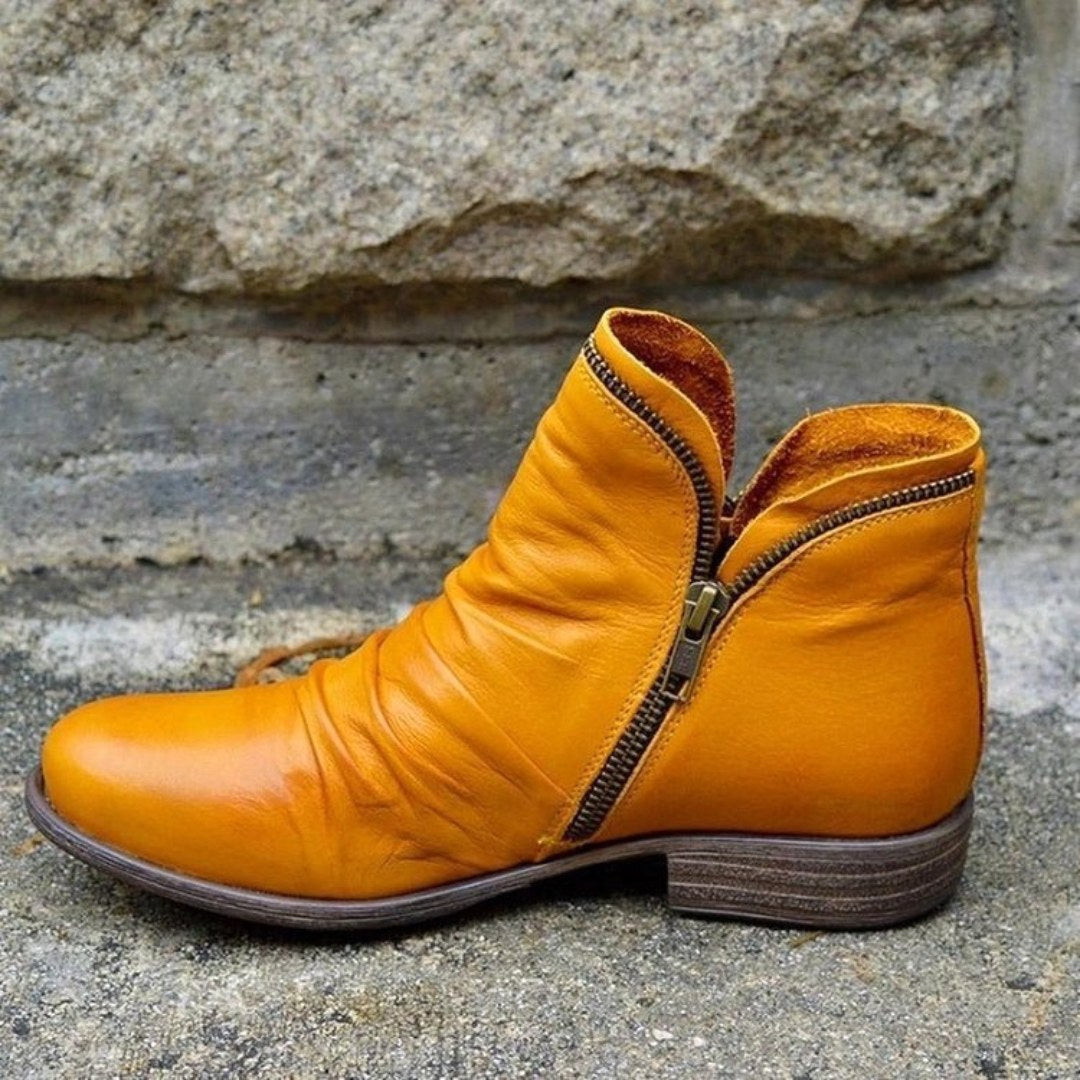 Amelia | Women's Orthopedic Ankle Boots, Gel-Sole Supportive Boots | The Dress Cellar | Yellow