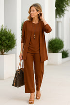 Amelia | Women's Three-Piece Pant Set - Black