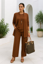 Amelia | Women's Three-Piece Pant Set - Burgundy