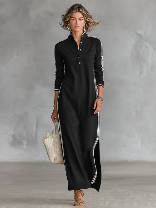 Amelie | Women's Collar Sweatshirt Maxi Dress, Button-Down Midi Dress | The Dress Cellar