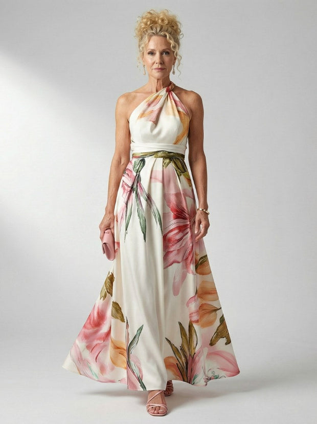 Amiel | Women's Sleeveless Floral Maxi Dress - White