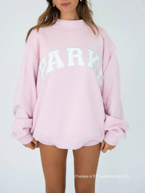 Annabelle | Women's Oversized Varsity Sweatshirt, Chenille Lettering Crewneck Jumper | The Dress Cellar