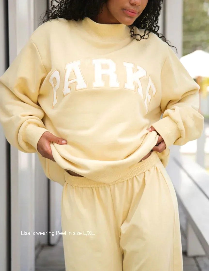 Annabelle | Women's Oversized Varsity Sweatshirt, Chenille Lettering Crewneck Jumper | The Dress Cellar