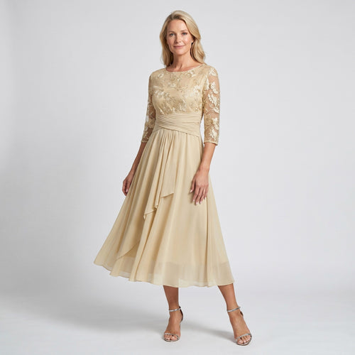 Annalise | Women's Floral Lace Chiffon Midi Dress - image 2