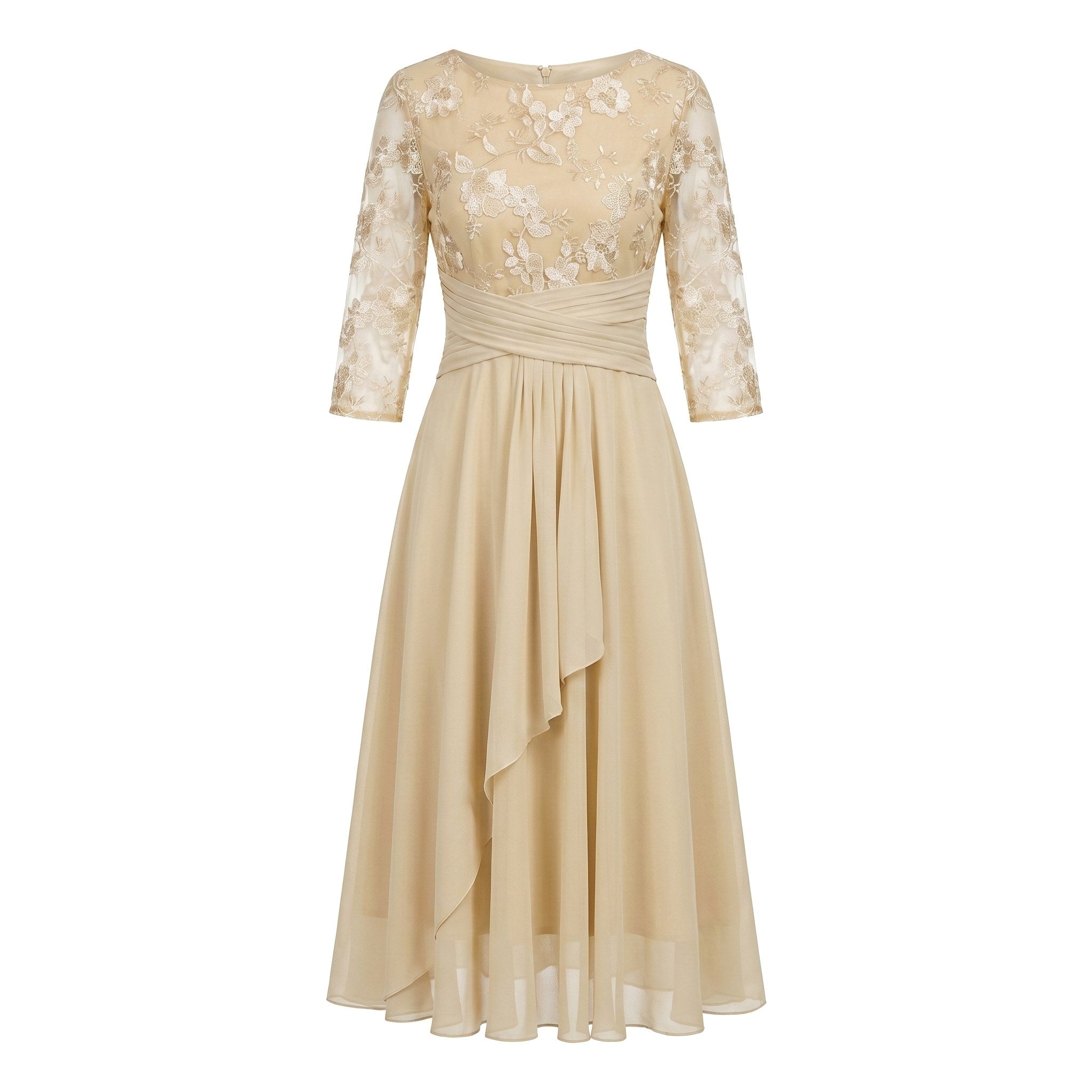 Annalise | Women's Floral Lace Chiffon Midi Dress - image 5