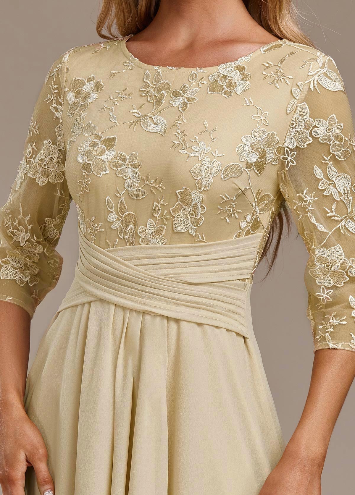 Annalise | Women's Floral Lace Chiffon Midi Dress - image 6