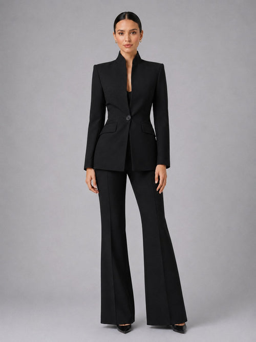 Annie | Women's Tailored Blazer & Trouser Suit Set, Smart Two-Piece Suit | The Dress Cellar | Black