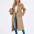 Anouk | Women's Long Trench Coat, Classic Double-Breasted Coat | The Dress Cellar