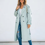 Anouk | Women's Long Trench Coat, Classic Double-Breasted Coat | The Dress Cellar