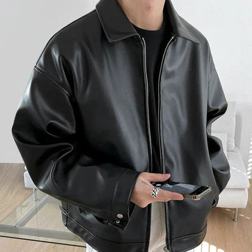 Archie | Men's Oversized Leather Bomber Jacket, Street Style Jacket | The Dress Cellar